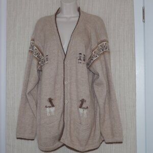 Perez Peru alpaca Beige cardigan sweater Men Size:Large